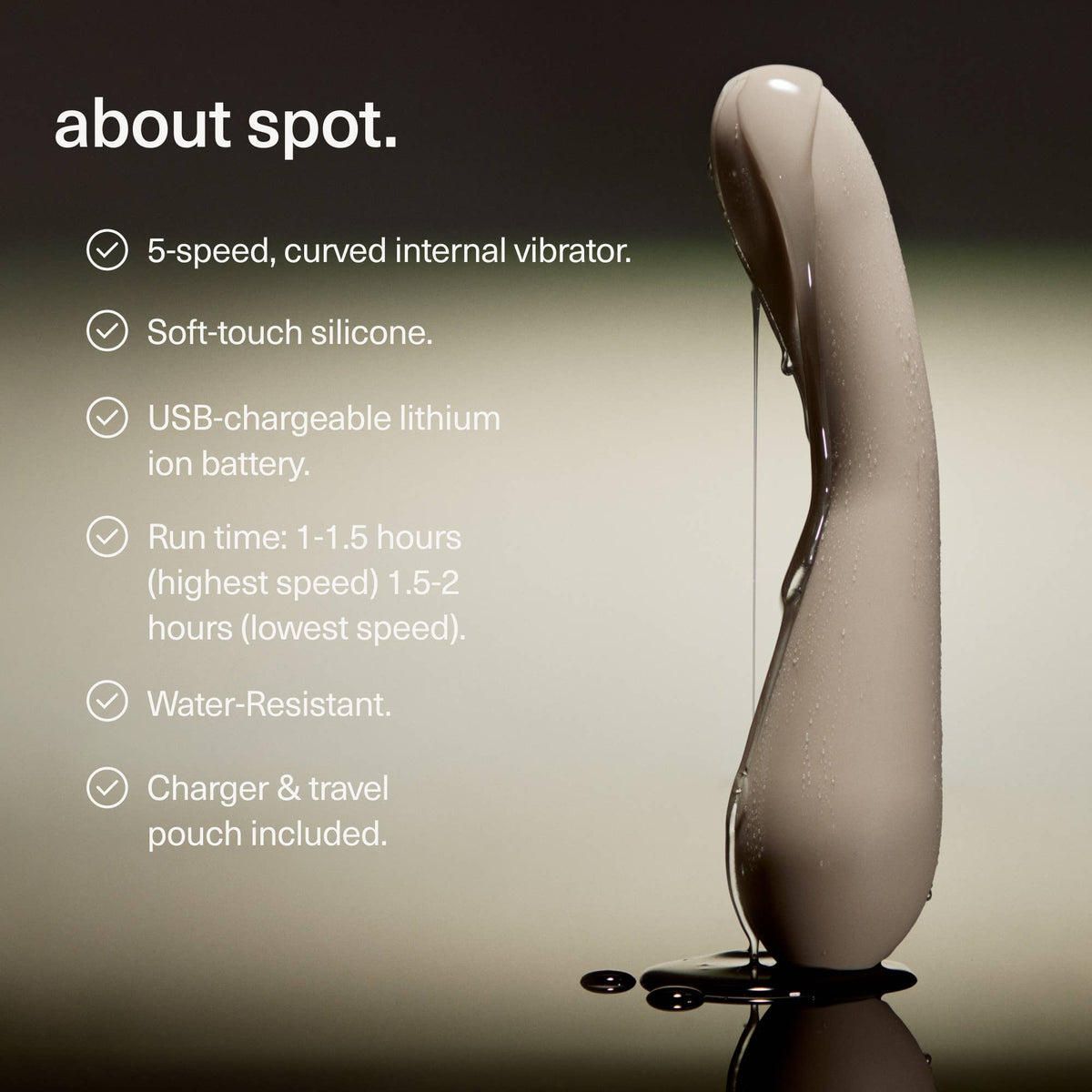 Spot - sex toy, 5-speed vibrator, grey, adult gifts.